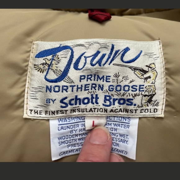 Vintage Goose Down Schott Bros NYC Camel Tan Puffer Vest Men's Large - Picture 3 of 10